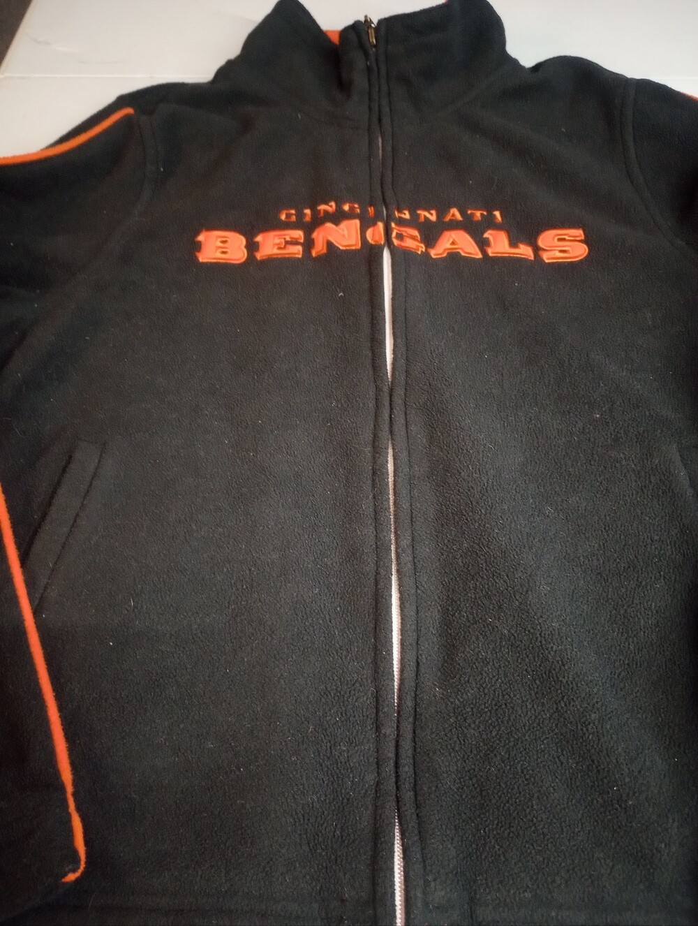 Cincinnati Bengals Reebok Black and Orange Full-Zip Fleece Jacket Size Medium